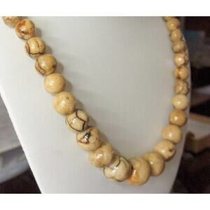 Vintage Tiger Coral Bead Necklace , 25 inch Large Beads